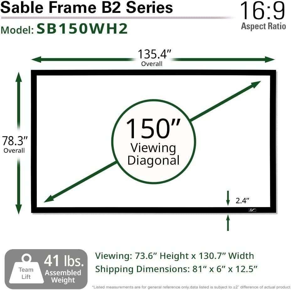 Elite Screens Sable Frame B2,100- 150-inch Diag. 16:9 - Image 2