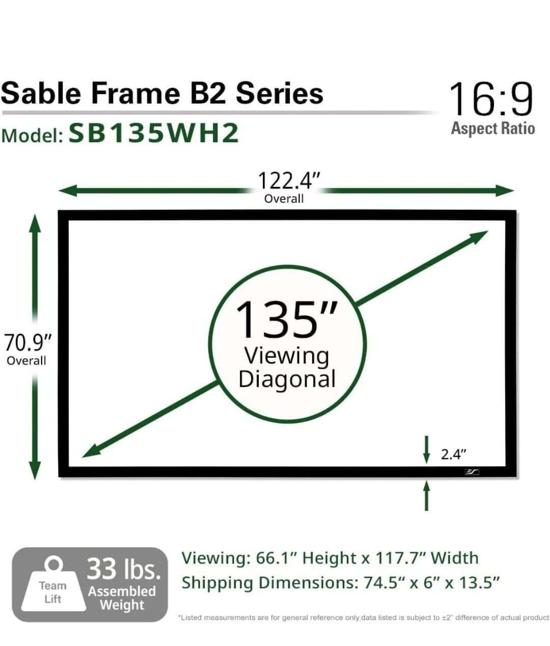 Elite Screens Sable Frame B2,100- 150-inch Diag. 16:9 - Image 7