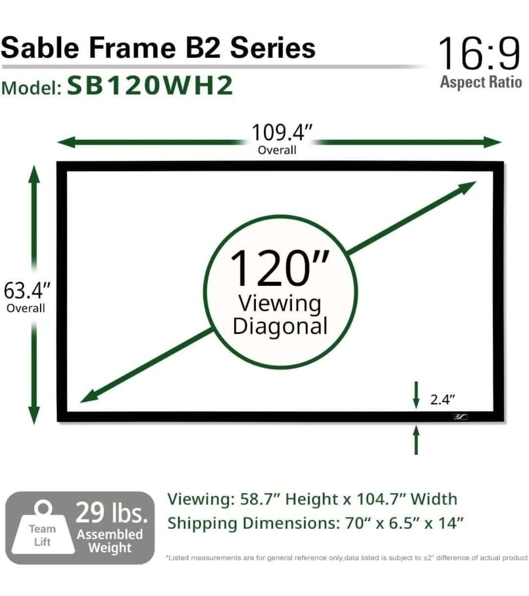 Elite Screens Sable Frame B2,100- 150-inch Diag. 16:9 - Image 6