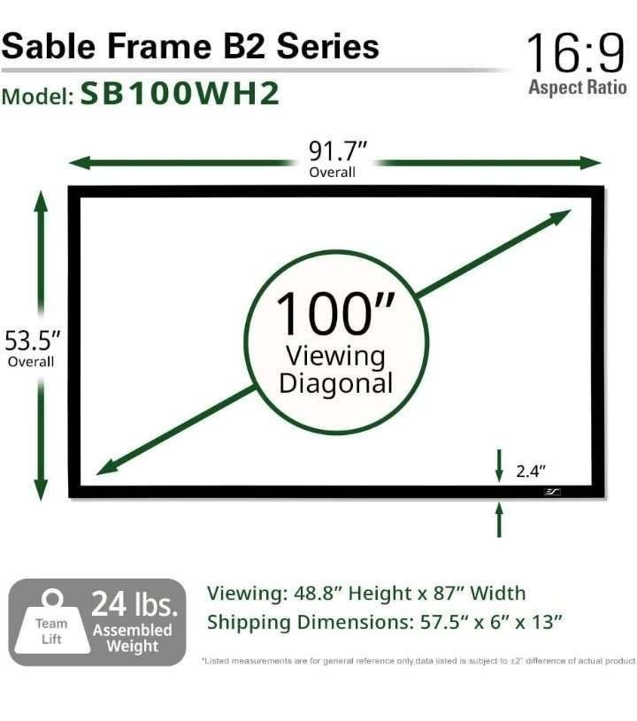 Elite Screens Sable Frame B2,100- 150-inch Diag. 16:9 - Image 9