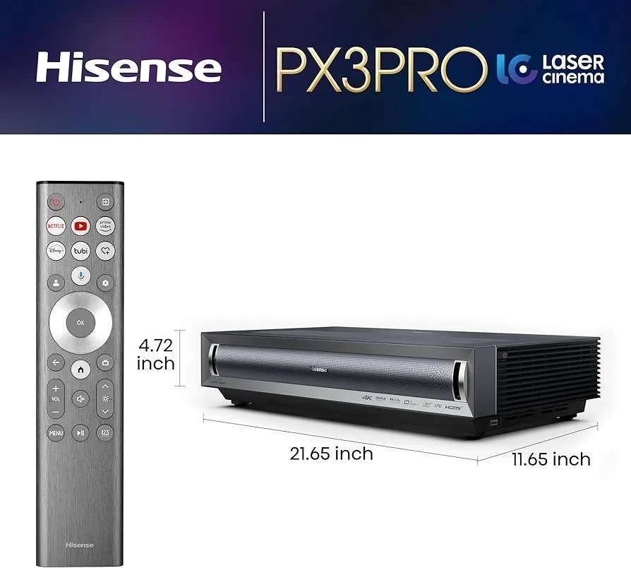 Hisense PX3-PRO Triple Laser Ultra Short Throw Projector, 80″~150″, 4K UHD, High Contrast, IMAX Enhanced, Dolby Vision & Atmos, HDR10+, 3000 Lumens, Designed for Xbox - Image 4