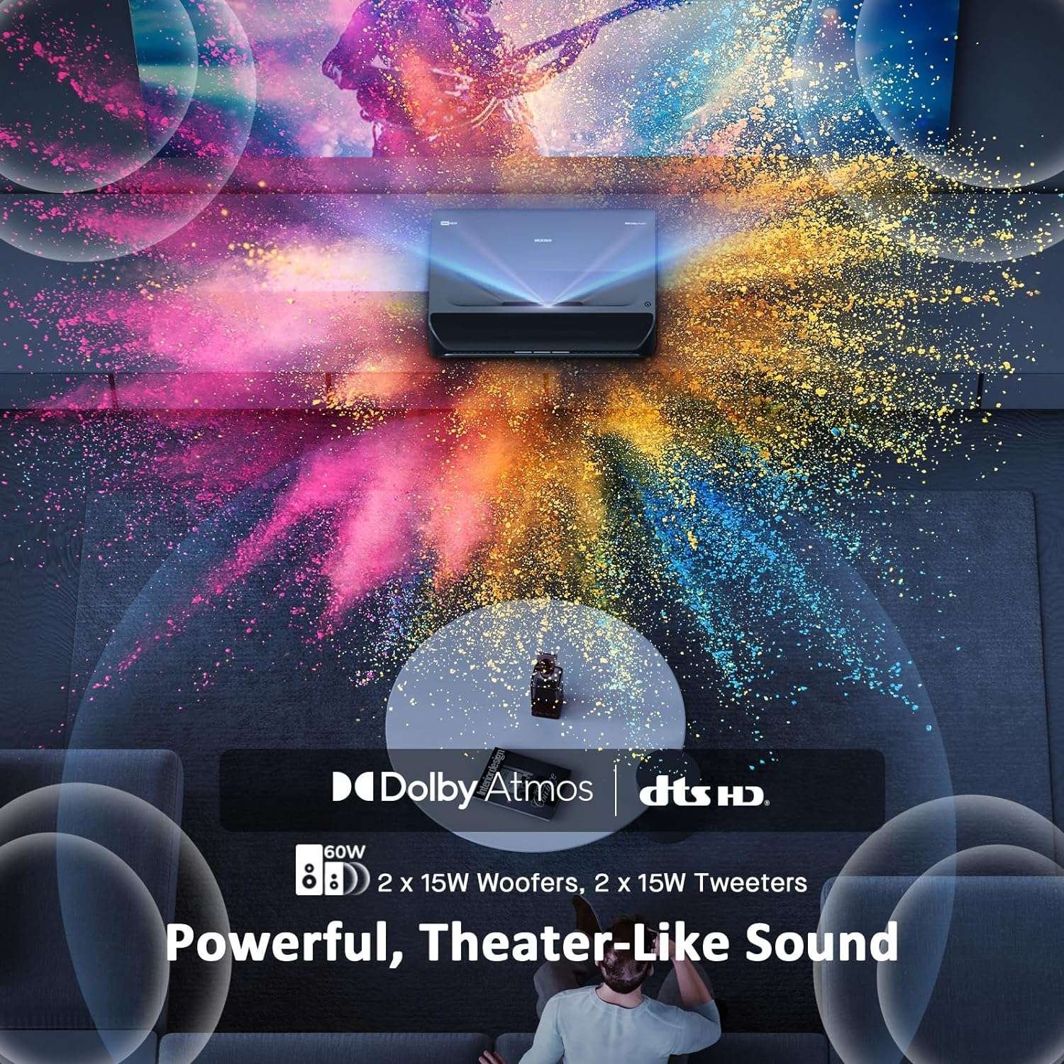 NexiGo Aurora Pro, Ultra Short Throw 4K Tri-Color Laser Projector, 2400 Lumens with Dolby Vision & Atoms - Image 5